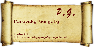 Parovsky Gergely névjegykártya